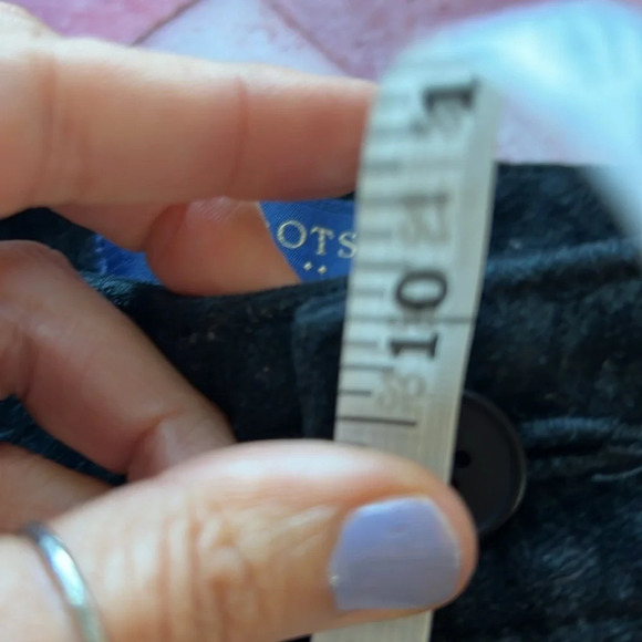 Talbots Signature Button Fly Floral Embossed Black Velvet Feel Chinos Size 16P - Picture 9 of 10